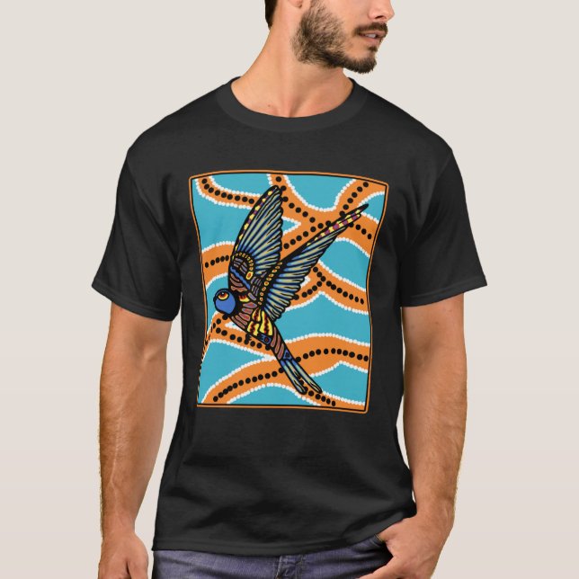 Camiseta Australian Aborginial Artwork  Bird of Paradise (Frente)