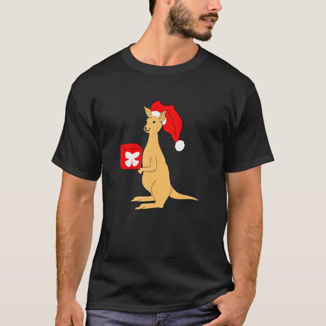 Camiseta Australian Christmas Kangaroo with Santa Claus Elf (Frente)