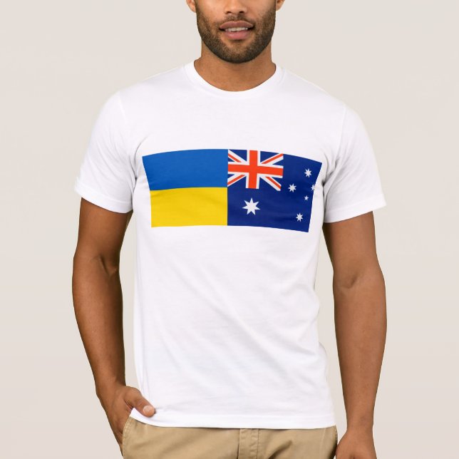 Camiseta Australian I stand with Ukraine. AUS and UKR flags (Frente)