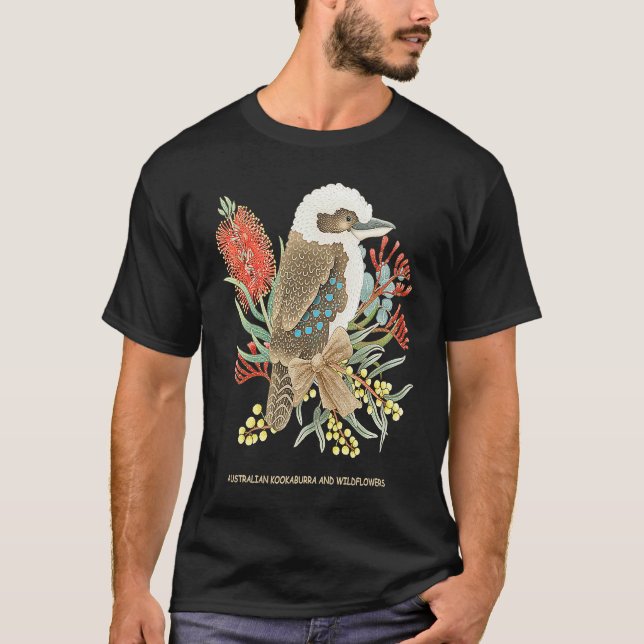 Camiseta Australian Kookaburra and Wildflowers (Frente)