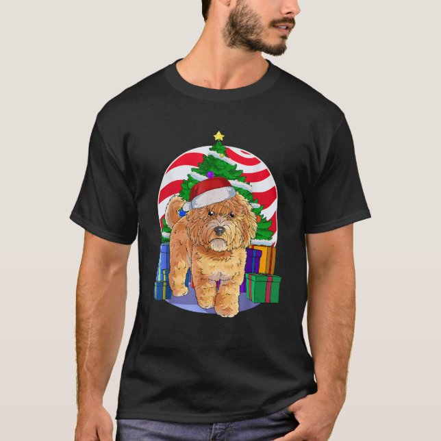 Camiseta Australian Labradoodle Dog Santa Christmas Tree De (Frente)