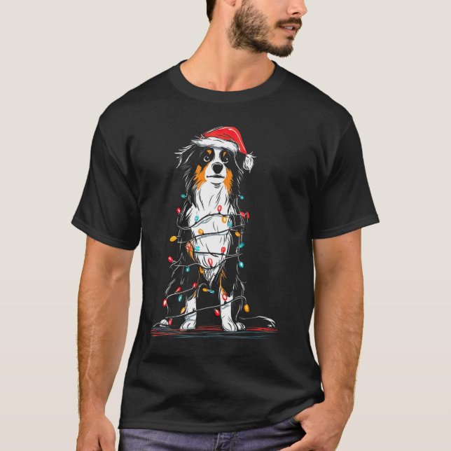 Camiseta Australian Shepherd Christmas Graphics Dog Lights  (Frente)