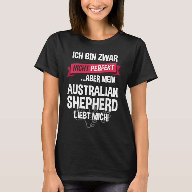 Camiseta Australian Shepherd com texto em alemão (Frente)