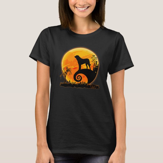 Camiseta Australian Shepherd Dog And Moon  Halloween Costum (Frente)