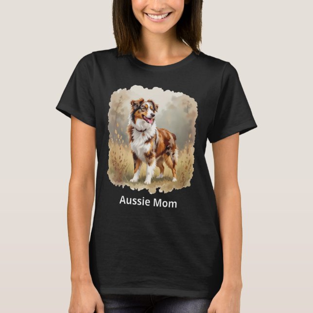 Camiseta Australian Shepherd Dog Red Merle Aussie Mom (Frente)