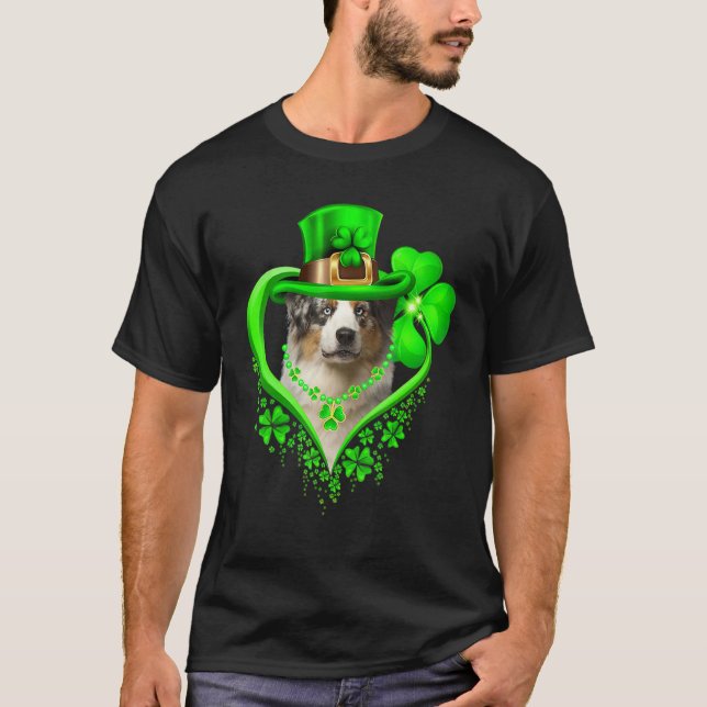 Camiseta Australian Shepherd Dog St Patricks Day Lover Iris (Frente)