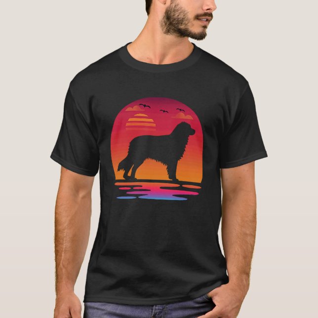 Camiseta australian shepherd dog  sunset Silhouette (Frente)