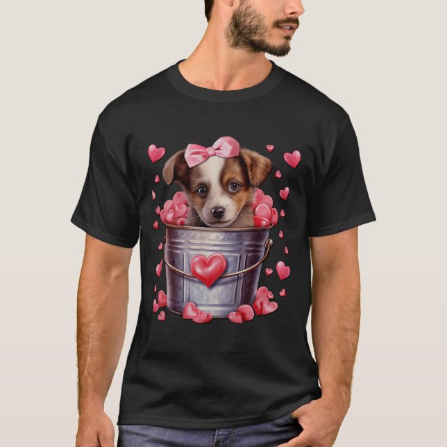 Camiseta Australian Shepherd Dog Valentines Puppy Love Hear (Frente)