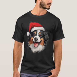 Camiseta Australian Shepherd Dog Wearing Santa Hat Christma