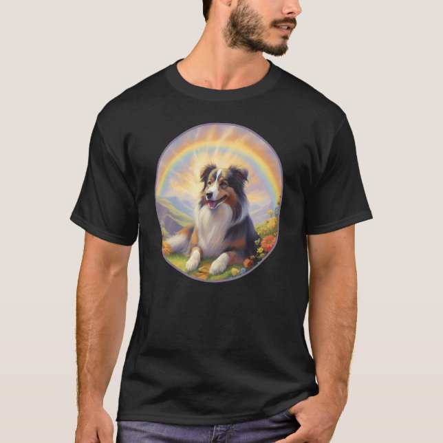 Camiseta Australian Shepherd Rainbow Bridge Aussie Dog Memo (Frente)