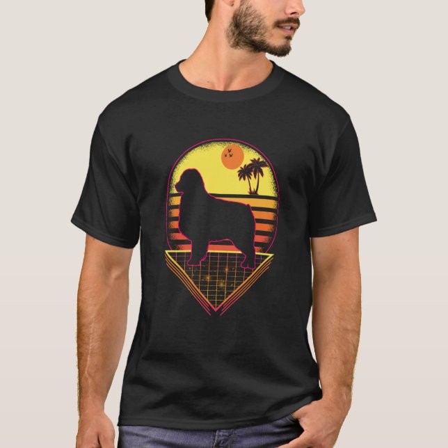 Camiseta Australian Shepherd Retro Sunset Vintage  Dog (Frente)