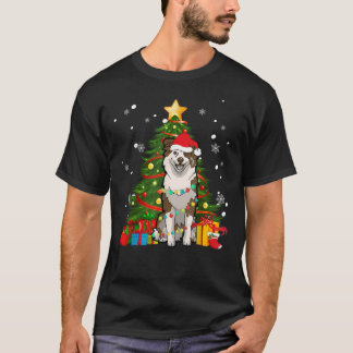 Camiseta Australian shepherd Santa Christmas Tree Light