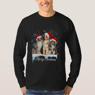 Camiseta Australian Shepherd Santa Hat Merry Christmas