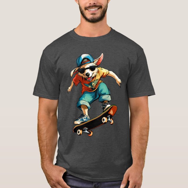 Camiseta Australian Shepherd Skateboard - Dog T-Shirt (Frente)