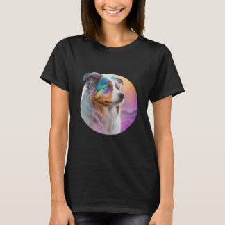 Camiseta Australian Shepherd Vaporwave Retrowave Aesthetic 
