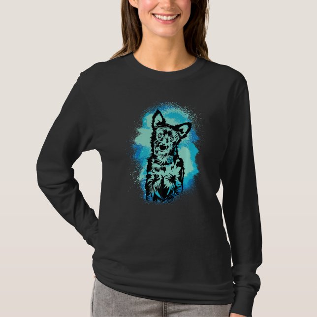 Camiseta Australian Terrier Paint Blue Design Dog Mom Dad P (Frente)