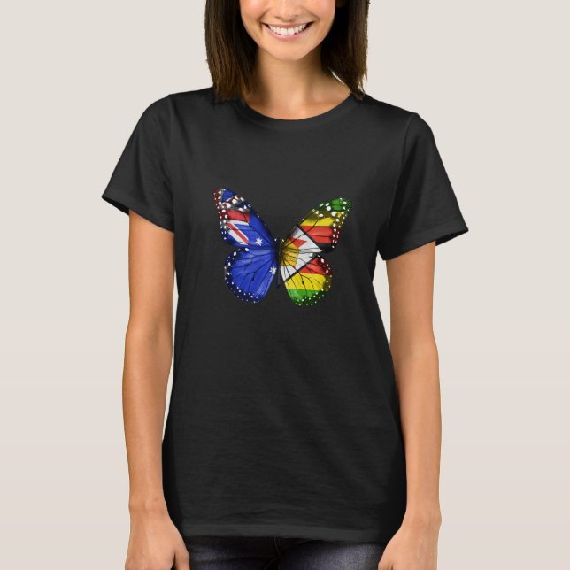 Camiseta Australian Zimbabwean Flag Butterfly (Frente)