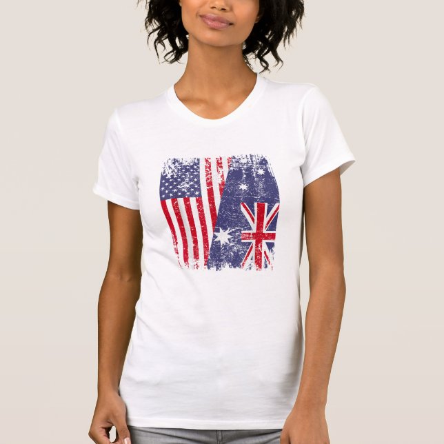 Camiseta AUSTRALIANA ROOTS Half American Flag AUSTRÁLIA (Frente)