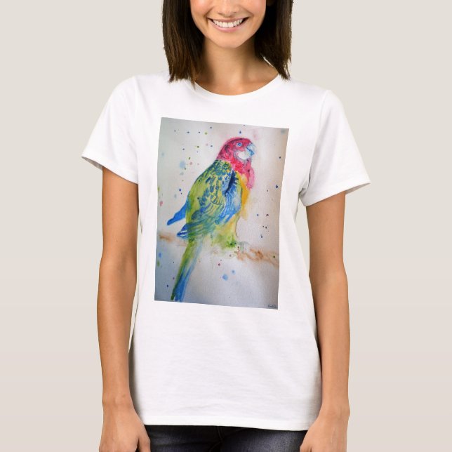 Camiseta australiana Rosella Parrot Watercolor art T Shirt (Frente)