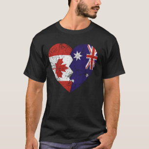 Camiseta australiano canadense Flags Heart Canada Austrália