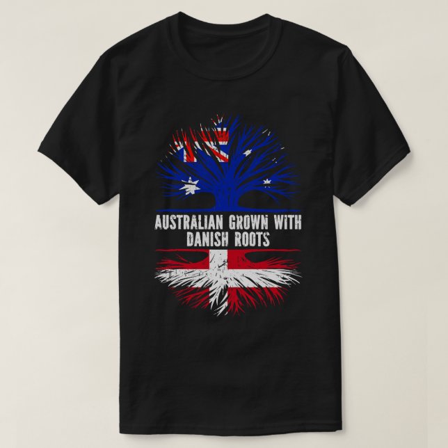 Camiseta Australiano cresceu com a bandeira dinamarquesa da (Frente do Design)