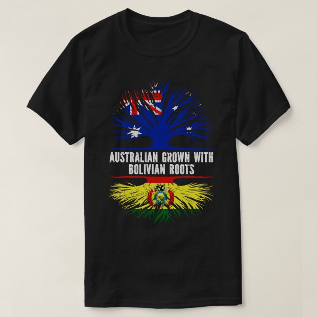 Camiseta Australiano cresceu com as Raízes da Bolívia, Aust (Frente do Design)