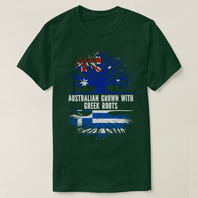 Camiseta Australiano cresceu com raiz grega na bandeira da  (Frente do Design)
