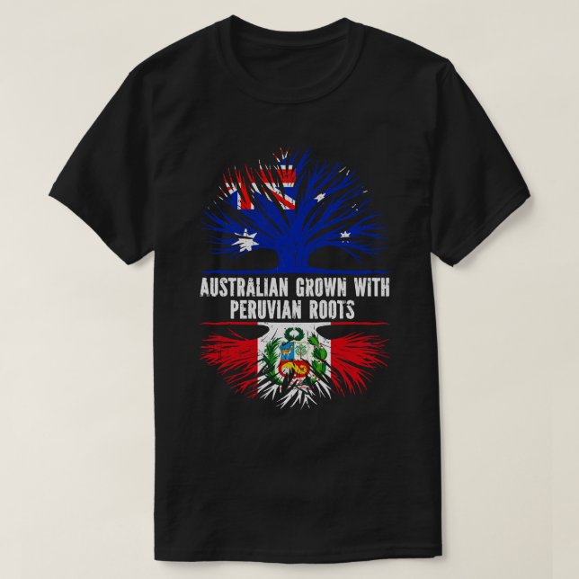 Camiseta Australiano cresceu com raízes peruanas na Austrál (Frente do Design)