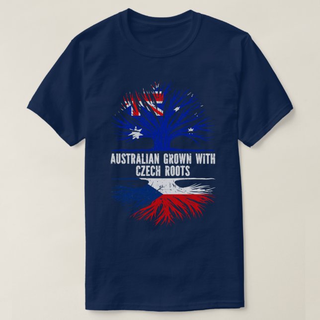 Camiseta Australiano crescido com bandeira checa Raízes Aus (Frente do Design)