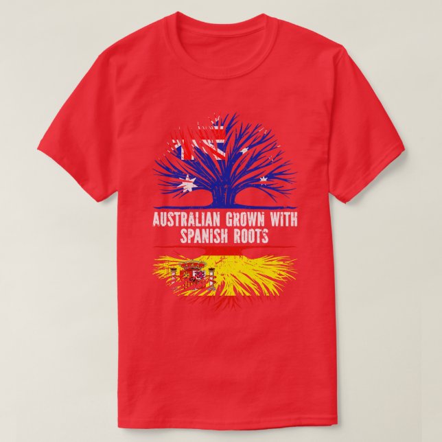 Camiseta Australiano crescido com bandeira espanhola raízes (Frente do Design)
