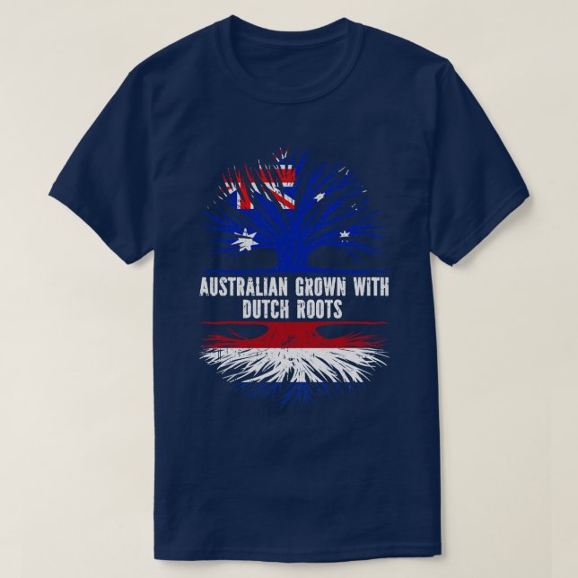 Camiseta Australiano crescido com bandeira holandesa das Ra (Frente do Design)