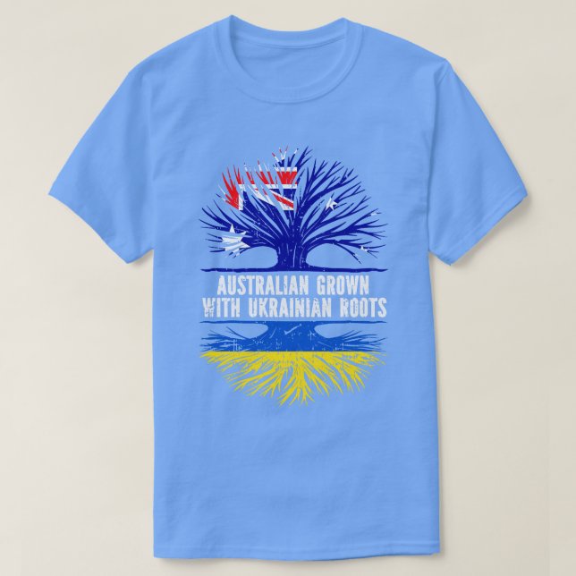 Camiseta Australiano crescido com bandeira ucraniana (Frente do Design)