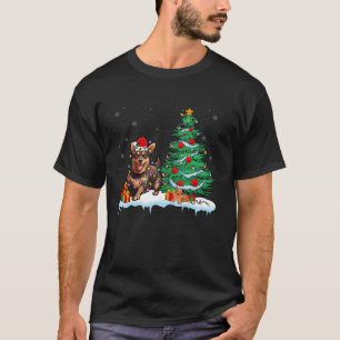 Camiseta Australiano Kelpie Vestindo Santa Hat Xmas Light C