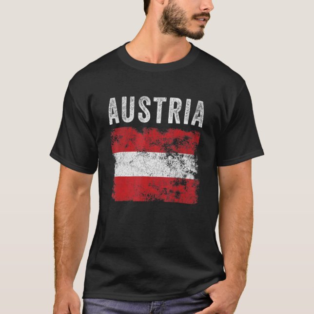 Camiseta Áustria Bandeira Homens Distúrbios Mulheres Crianç (Frente)