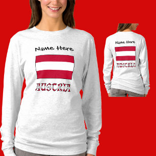 Camiseta Austria e Bandeira Austríaca Personalizada Feminin