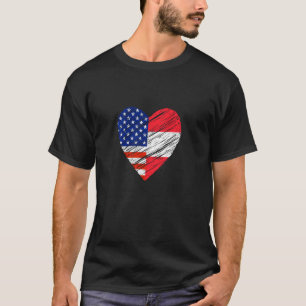 Camiseta Áustria EUA Heart American Flag Austrian Flag Love