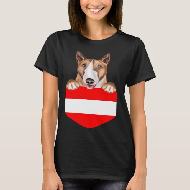 Camiseta Austria Flag Bull Terrier Dog In Pocket (Frente)