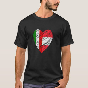 Camiseta Áustria Itália Coração Bandeira Italiana Bandeira