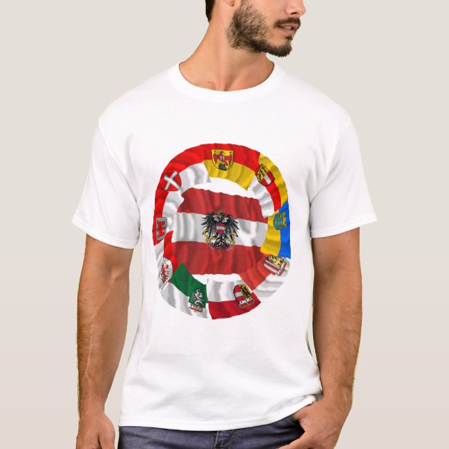 Camiseta Áustria & seus Estados federados que acenam (Frente)
