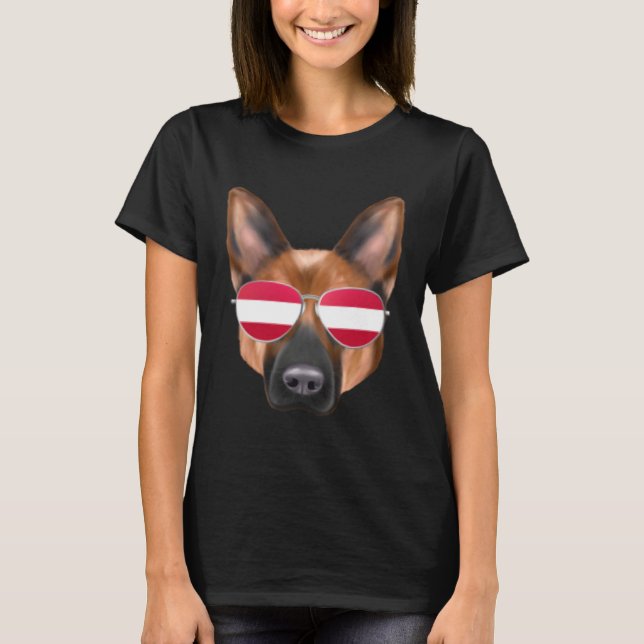 Camiseta Austrian Flag German Shepherd Dog Austria Pocket (Frente)
