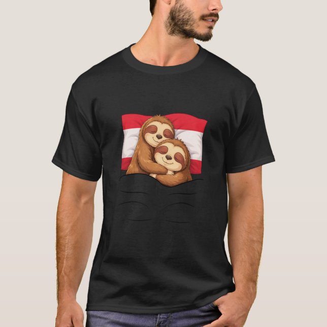 Camiseta Austrian Flag Sloth Pajama Sleepover Sleeping Aust (Frente)