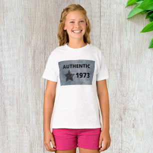 Camiseta Autêntico aniversário de 1973 Vintage com Grunge S