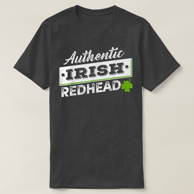 Camiseta Autêntico Irlandês Redhead Lucky Shamrock Rua Patr (Frente do Design)