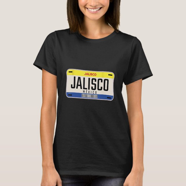 Camiseta Autêntico Jalisco Mexico License Plate Mexicano Cu (Frente)