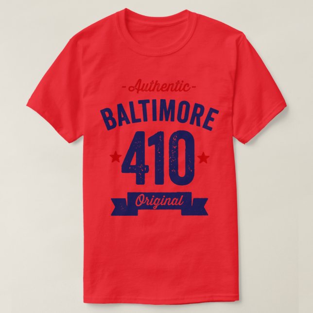 Camiseta Authentic Baltimore 410 Area Code (Frente do Design)
