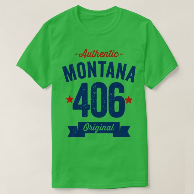 Camiseta Authentic Montana 406 Area Code (Frente do Design)