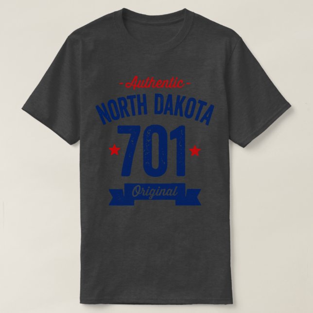 Camiseta Authentic North Dakota 701 Area Code (Frente do Design)