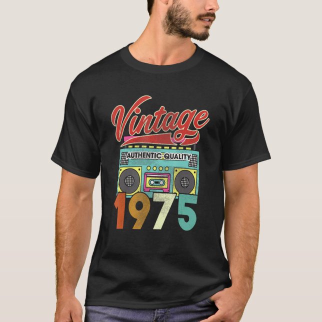 Camiseta Authentic Quality Radio Vintage 1975 47th Birthday (Frente)