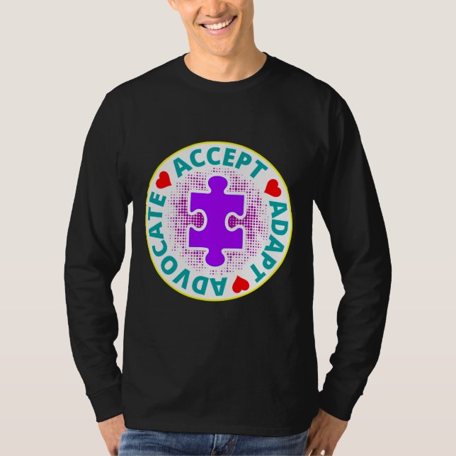 Camiseta Autism Accept Adapt Advocate A Nice Drawing With 3 (Frente)