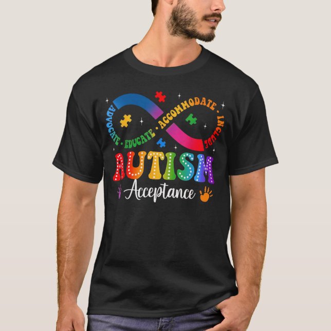 Camiseta Autism Acceptance Infinity Symbol Advocate Educate (Frente)
